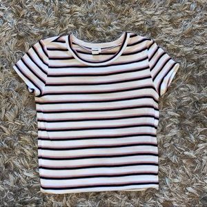 XS Garage baby ribbed tee striped blue red white teen Womens girls!EUC top shirt